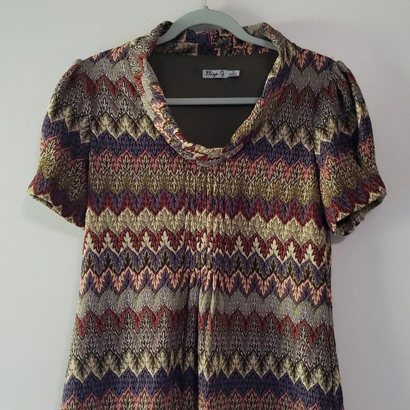 Eliza J Dress 12 Short Sleeve Bohemian Aztec Office Career Academic Crochet Knit - Picture 2 of 11